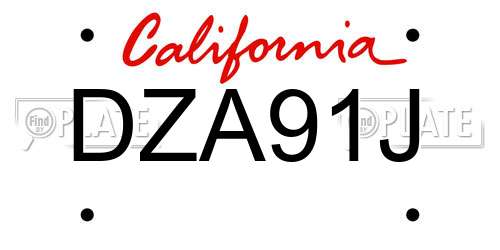 DZA91J California License Plate