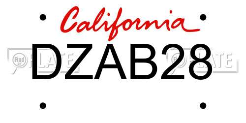 DZAB28 California License Plate