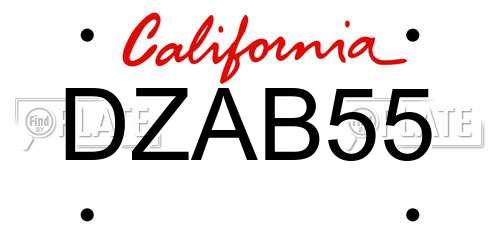 DZAB55 California License Plate