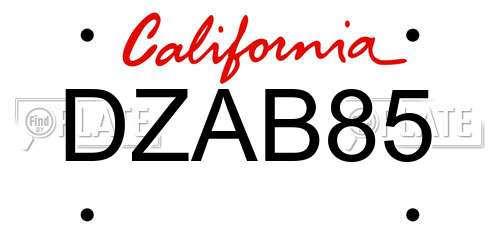 DZAB85 California License Plate