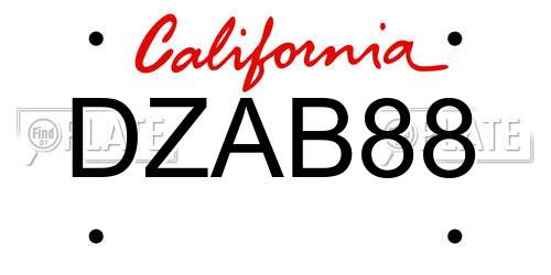 DZAB88 California License Plate