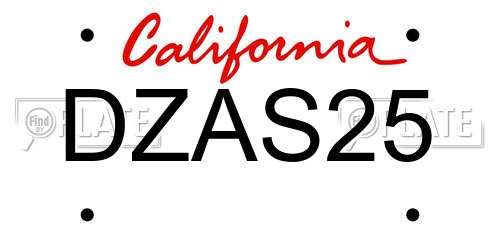 DZAS25 California License Plate