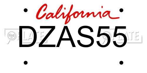 DZAS55 California License Plate