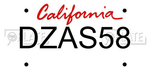 DZAS58 California License Plate