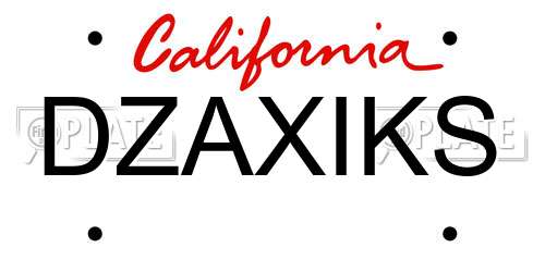 DZAXIKS California License Plate