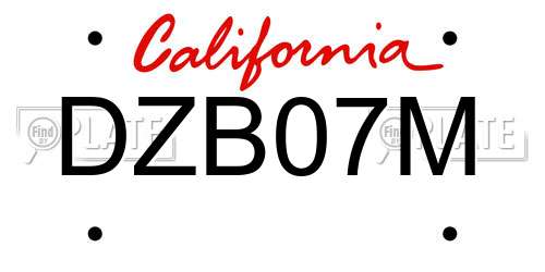 DZB07M California License Plate