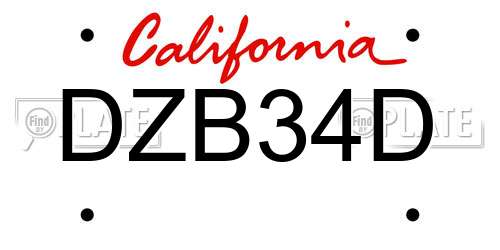 DZB34D California License Plate