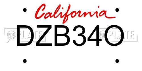 DZB34O California License Plate