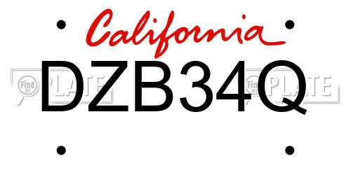 DZB34Q California License Plate