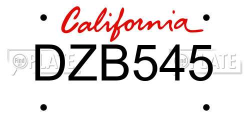 DZB545 California License Plate
