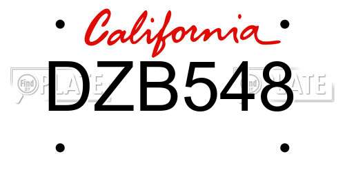 DZB548 California License Plate