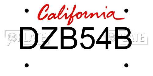 DZB54B California License Plate