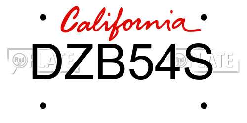 DZB54S California License Plate