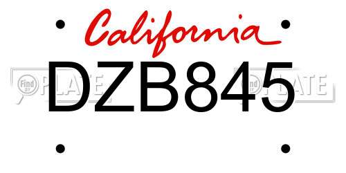 DZB845 California License Plate
