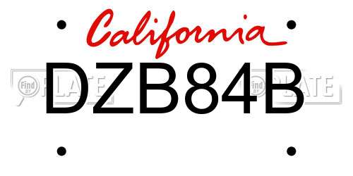 DZB84B California License Plate
