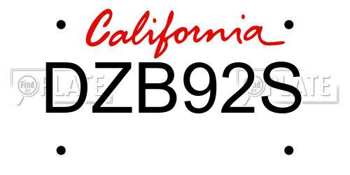 DZB92S California License Plate