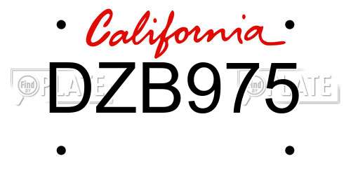 DZB975 California License Plate