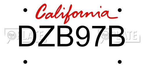 DZB97B California License Plate
