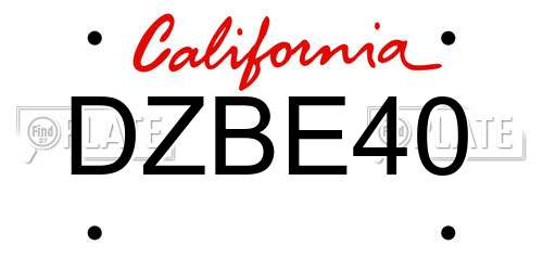 DZBE40 California License Plate