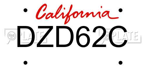 DZD62C California License Plate