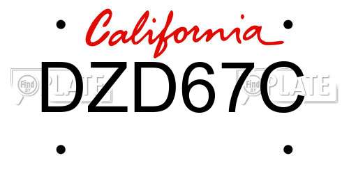 DZD67C California License Plate