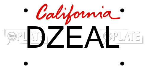 DZEAL California License Plate