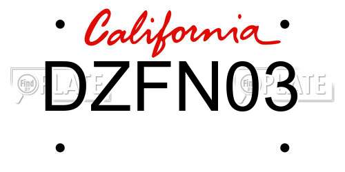 DZFN03 California License Plate