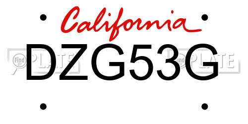 DZG53G California License Plate