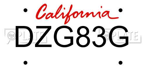 DZG83G California License Plate
