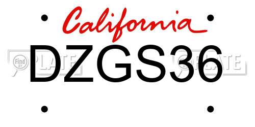 DZGS36 California License Plate
