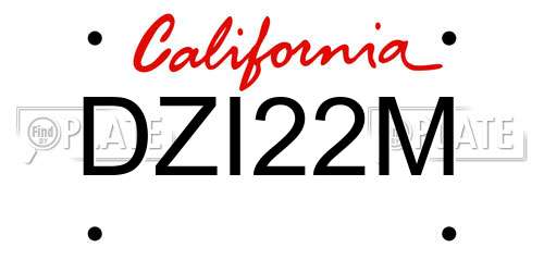 DZI22M California License Plate