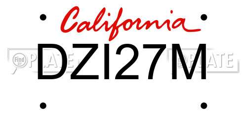 DZI27M California License Plate