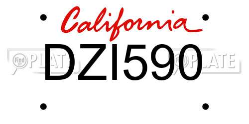 DZI590 California License Plate