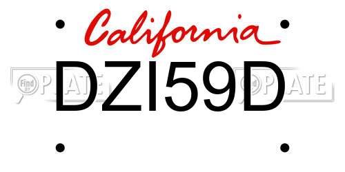 DZI59D California License Plate