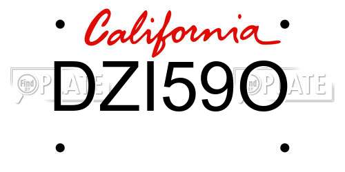 DZI59O California License Plate