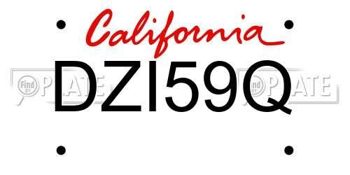 DZI59Q California License Plate