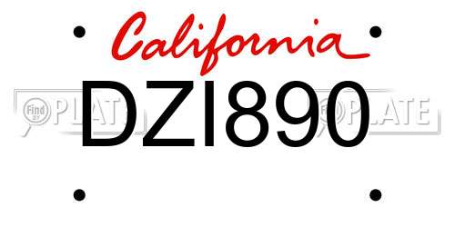 DZI890 California License Plate