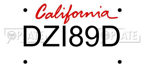 DZI89D California License Plate