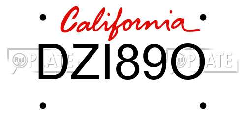 DZI89O California License Plate