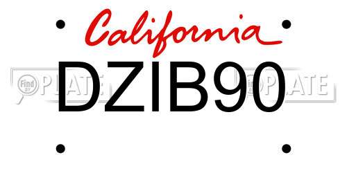 DZIB90 California License Plate