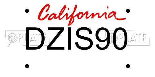 DZIS90 California License Plate