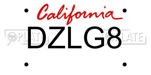 DZLG8 California License Plate