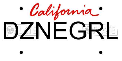 DZNEGRL California License Plate
