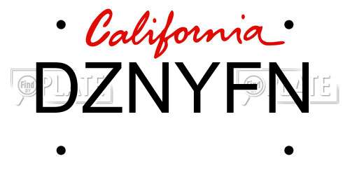 DZNYFN California License Plate