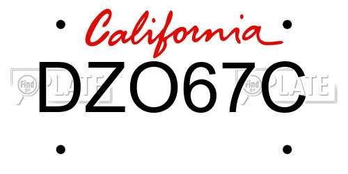 DZO67C California License Plate