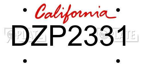 DZP2331 California License Plate