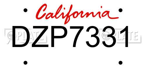 DZP7331 California License Plate