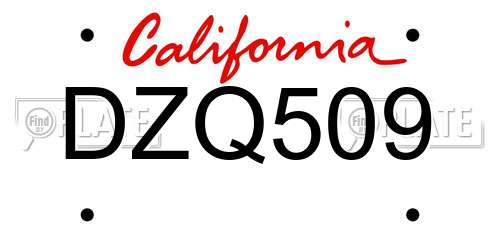 DZQ509 California License Plate