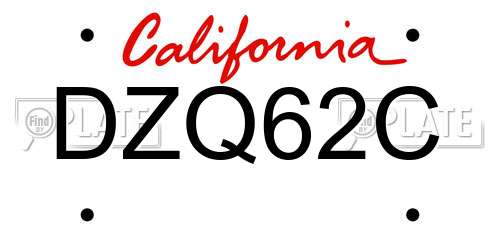 DZQ62C California License Plate