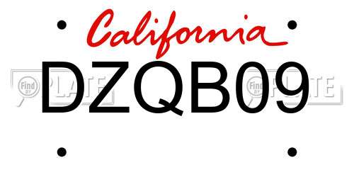 DZQB09 California License Plate